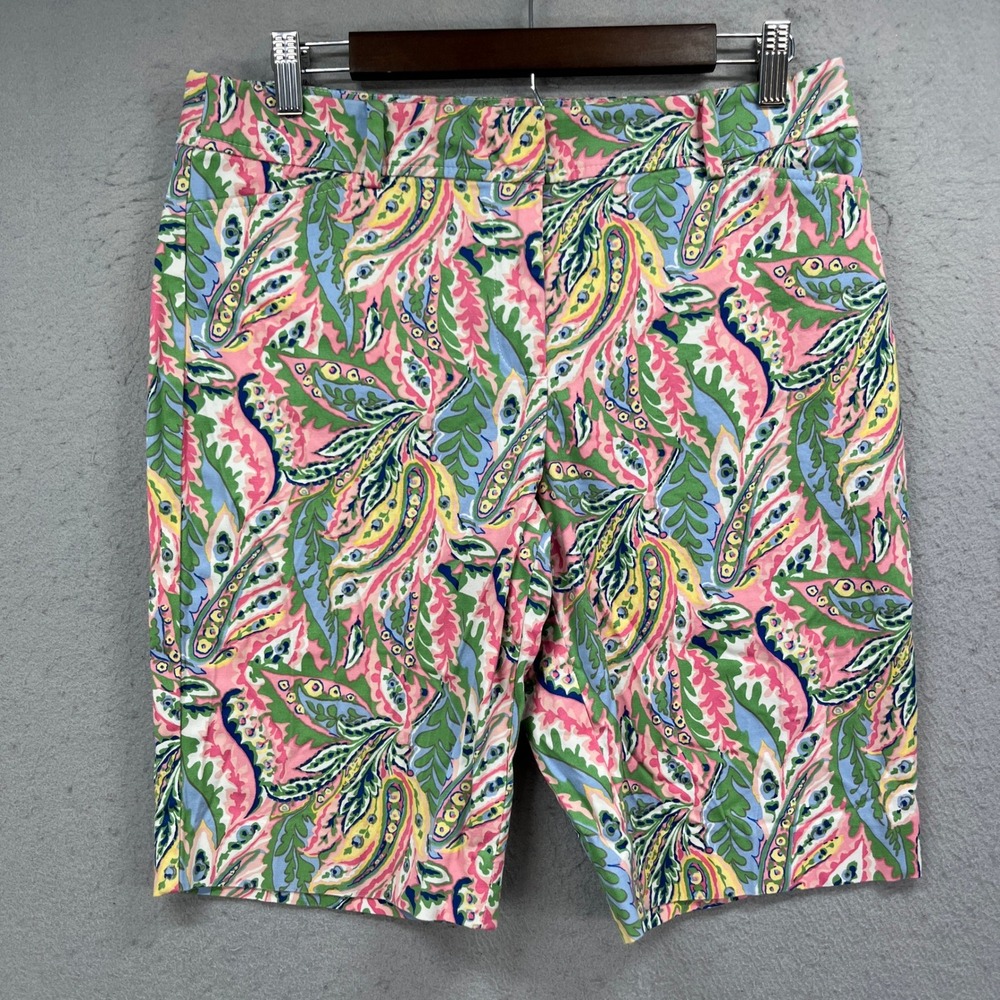 Talbots Perfect Short Womens 6 Pink Paisley Resort Boho Preppy Summer Casual